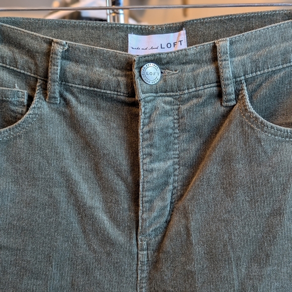 Set of Two Loft Skinny Tapered Leg Corduroy Pants; Brown and Olive - Sz. 28 - Picture 10 of 15